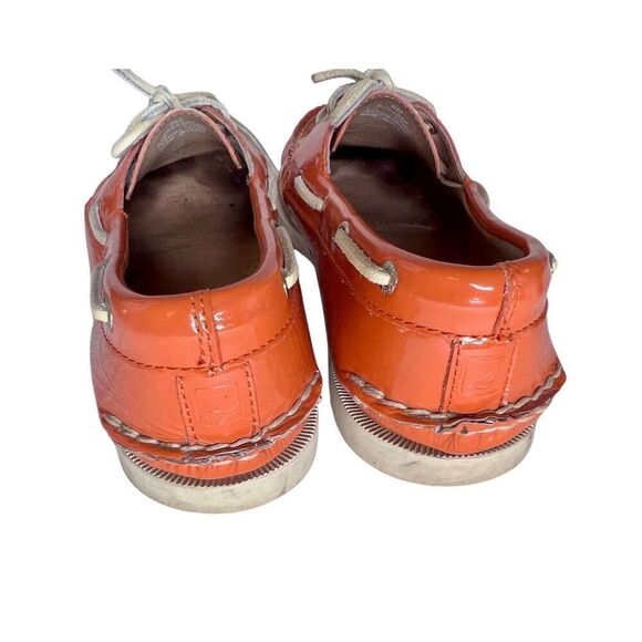 Sperry Top-Sider Boat Orange Patent Leather Moc Round Toe Lace Up Shoes Sz 9M - Picture 4 of 7